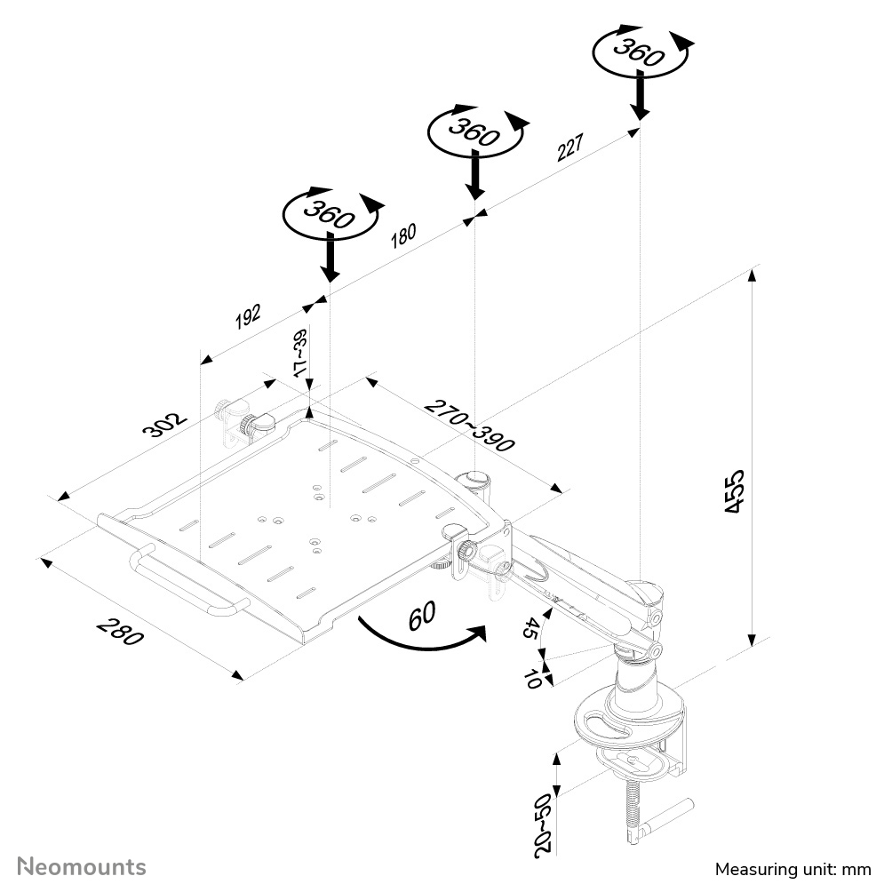 Neomounts laptop bureausteun
